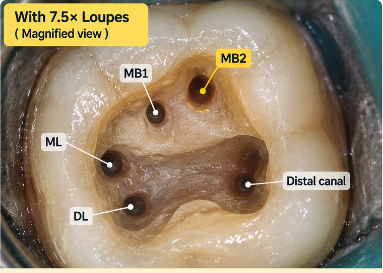Tooth seen with 7.5x loupes